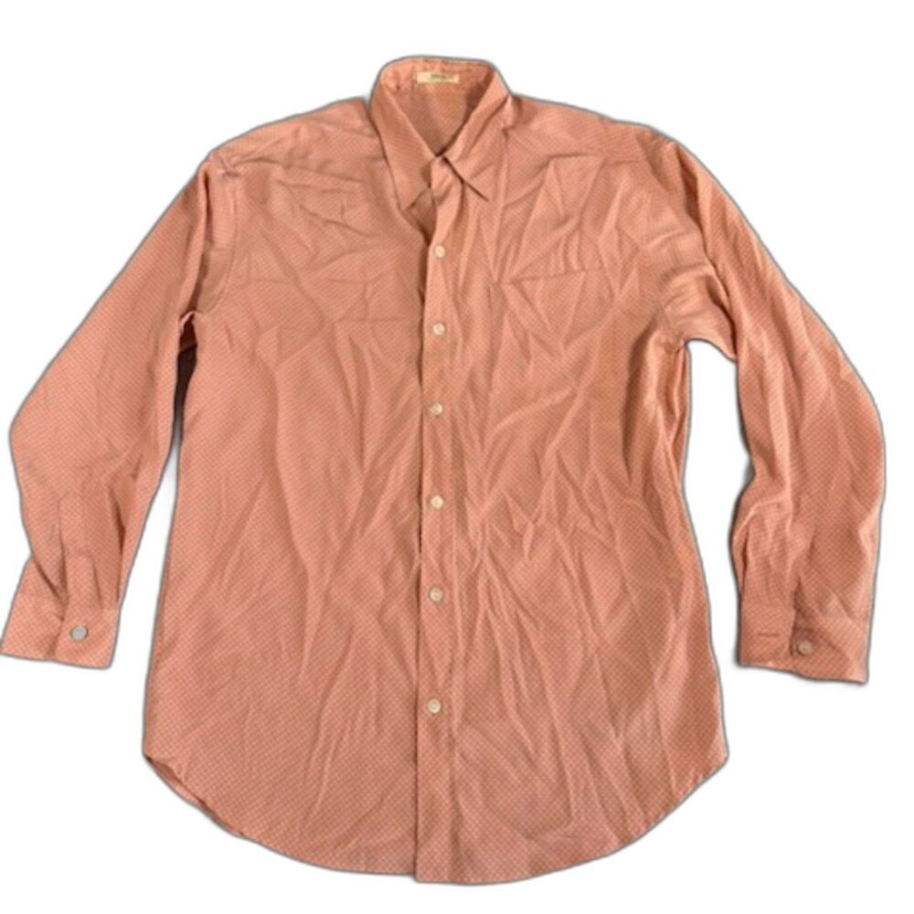 Vintage BIGI Japan Shirt Pink Polka Dot Button Down Made in Japan 19” PTP